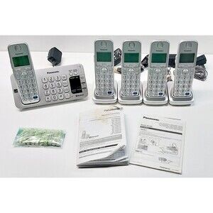Lot 5 Phones Bases Panasonic KX-TGE270 Bluetooth Cord Manual Recharge Batteries